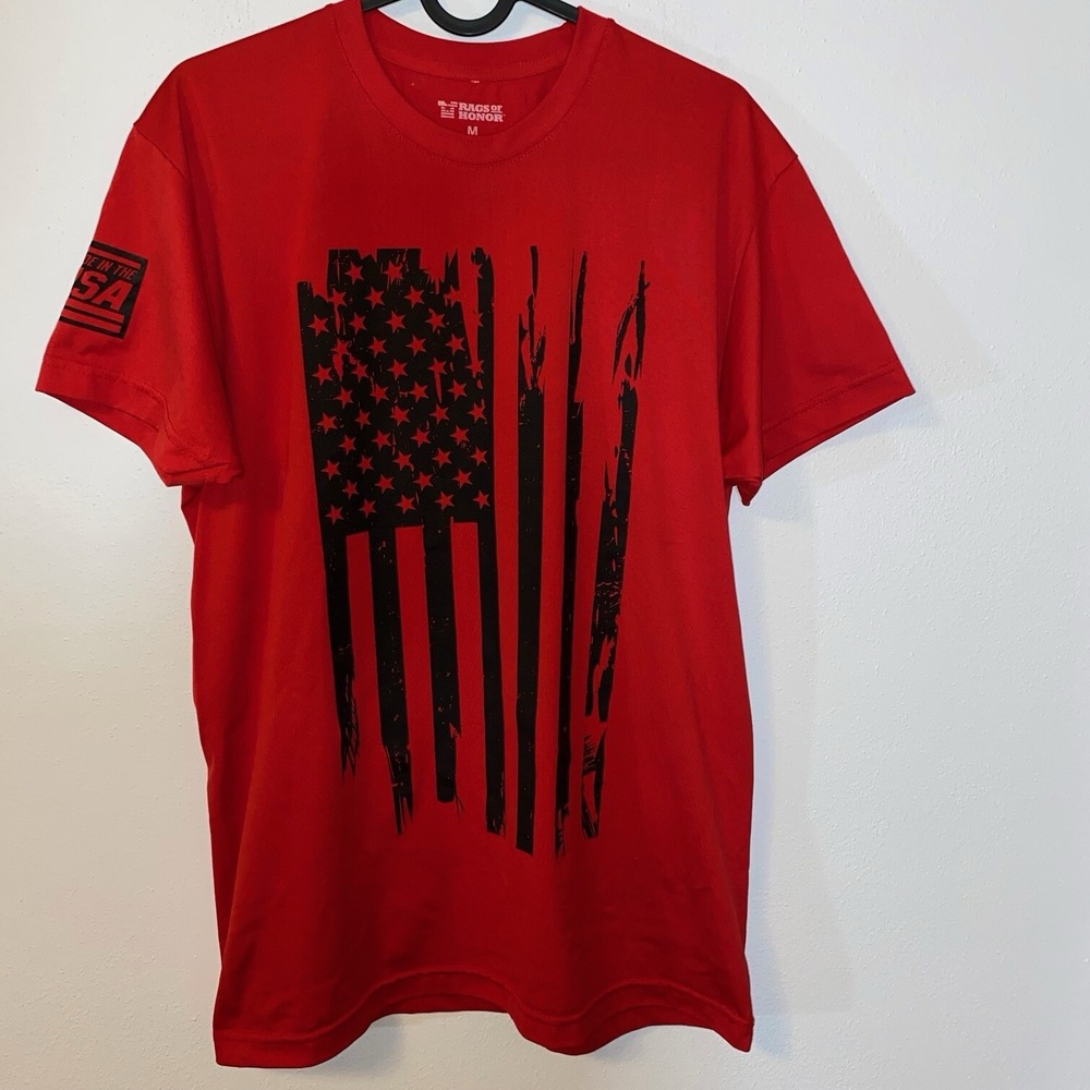 Rags Of Honor Flag USA‎ Tshirt Made In America Size Medium Red Made in USA